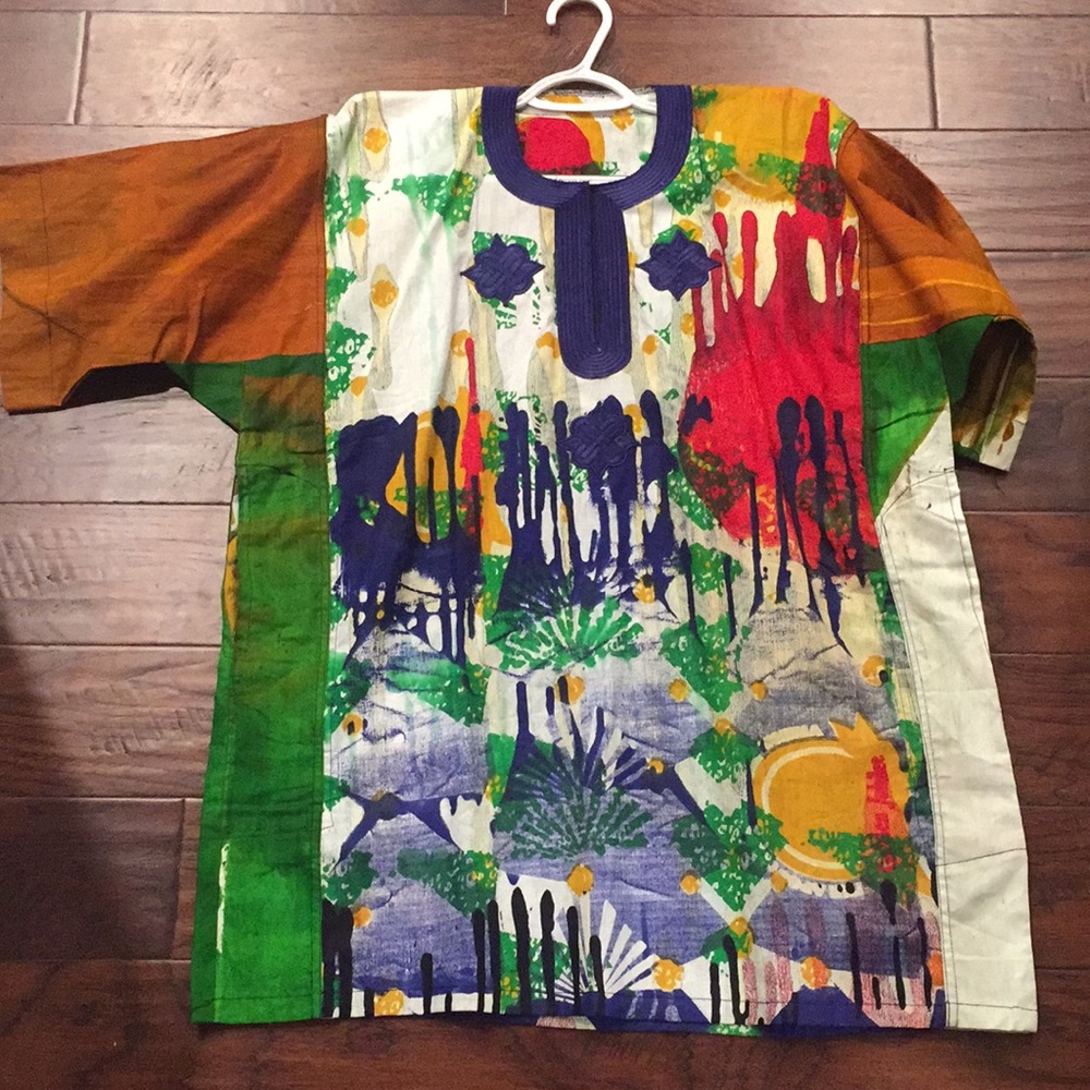 Multicolored Traditional African Print Dashiki